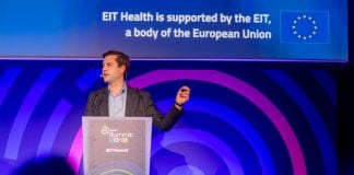 Beck speaking at EIT Health summit
