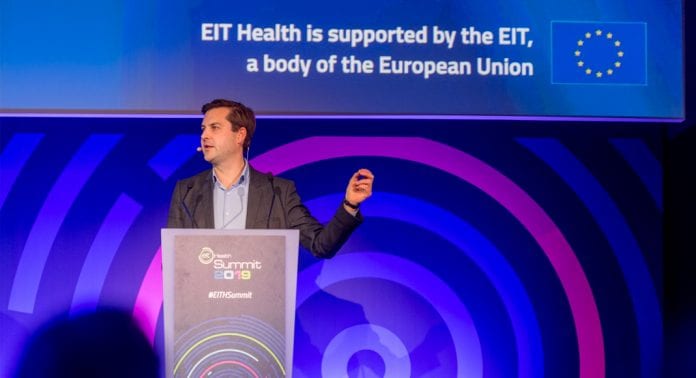 Beck speaking at EIT Health summit