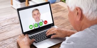 old man on video chat to doctor