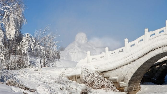 freezing weather of Qiqihar City, Harbin, in Northeast China