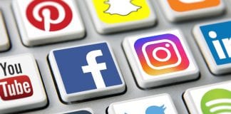 keyboard with social media logos
