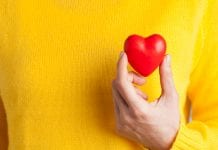 Healthy ageing: eliminating zombie cells in the heart Young woman holding red heart, health insurance, donation, love concept