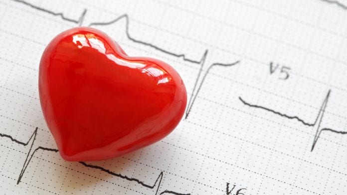 Electrocardiograph and heart shape object