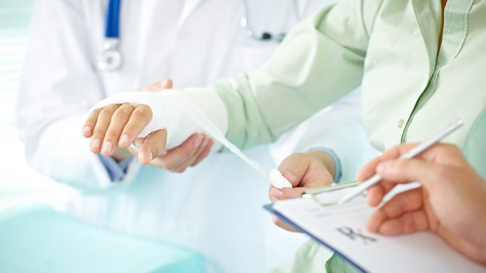 Patient with broken hand wound care