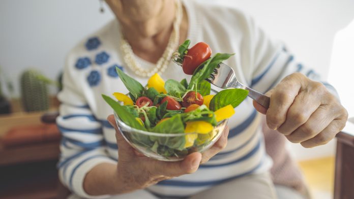 Senior woman at home longevity diet